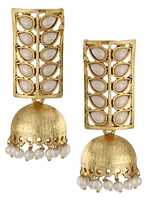 Shining Diva Traditional Pearl Jewellery Stylish Fancy Party Wear Jhumki/Jhumka Earrings For Women and Girls (Golden) 