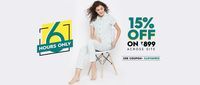 Clovia 6 Hours Only Sale - 15% Off on 899 Across site + 3% Extra Off via Coupon