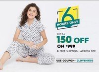 Clovia 6 Hour Sale Extra 150 Off On 999 & Free Shipping Across Site 
