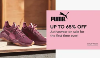 Get up to 65% discount on Puma Activewear, Footwear & Backpacks