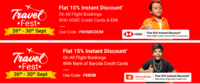 Flat 15% Off on all Flight Bookings with BOB Credit cards || 10% off with HSBC Card || 26 -30 Sep