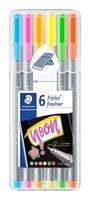Staedtler Fineliner Pens In Stand Up Box, 6 Shades