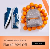 Flat 40-60% off on Footwear and bags Starting from 119