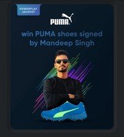 Cred- Power play Jackpot- Spin and Win- Chance to win Puma shoe exclusively signed by Mandeep singh