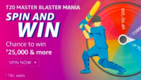 Amazon T20 Mania Spin & Win : Chance to win rewards worth ₹25,000 and more