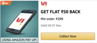 Flat 50₹ Cashback on 1st Vi Recharge of the Month above 299₹ using Amazon Upi