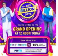 Flipkart Big Billion Days Sale Starts at 12 Noon Early Access for Plus Members : Upto 80% off + 10% Discount on SBI Cards