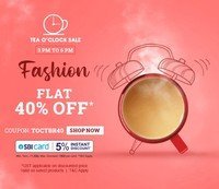 Firstcry: Tea O'Clock sale (3-6 Pm) - Fashion Flat 40% Off + 5% Instant discount with SBI Card