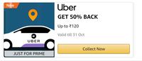 Amazon Pay Prime Members - Uber Get 50% Back Up to Rs.120/-