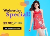 Clovia Wednesday special : Extra 15% Off On Rs. 899 Across site + 3% off via coupon