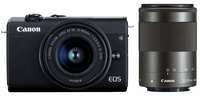 canon EOS M200 mirrorless camera body with dual lens 15-45 and 55-200 mm (BLACK)