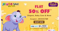 Firscry Jumbo Sale Flat 50% Off + 5% Instant Discount SBI On Diaper Baby Care & More Till 12 AM