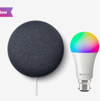 Google Nest Mini 2nd Gen and Smitch Smart Bulb Combo