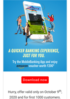 Try HDFC mobile banking and get 200 Amazon voucher
