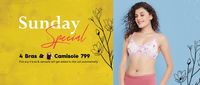 Clovia Sunday Special- 4 Bras & Camisole @ Rs 799 + Get Extra 3% Via Coupon