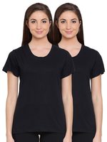 Clovia Women's Pack of 2 Cotton Rich Sleep T-Shirt  @ 161 L size