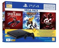 Rs.3750 Off - Sony PS4 Slim 1000 GB with Spider Man, Ratchet & Clank, Gran Turismo  (Black) @ 24240