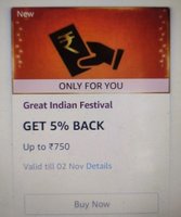 GET 5% BACK Up to ₹750 Valid till 02 Nov (Select Users)