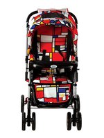 Mee Mee Baby Pram with Adjustable Seating Positions and Reversible Handle (Dark Red Black)