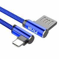 pTron Solero Type-C Fast Charging 1.2m Long Nylon Braided Strong USB Cable - (Blue)