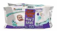 Himalaya Gentle Baby Wipes - 72 Pieces (Pack of 2)