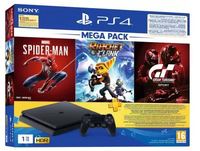 Prepaid Off + Bank Offers - Sony PS4 Slim 1000 GB with Spider Man, Ratchet & Clank, Gran Turismo  (Black)
