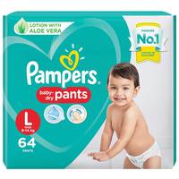 Pampers All round Protection Pants, Large size baby diapers (LG), 64 Count, Anti Rash diapers, Lotion with Aloe Vera

