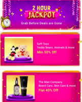 Flipkart Jackpot deals 6PM-8PM  : Min. 50% off on Soft Toys || The Man Company Products at Flat 40% off & More