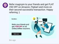 Refer Magic pin and get 250 off on Amazon/Flipkart etc. gift cards