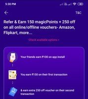 Magicpin - refer and earn(150 magic points+ flat 250 off Amazon, flipkart, etc. 