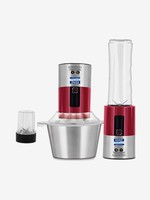 Kent 16028 300W 3-in-1 Mini Blender and Food Chopper (Red and Silver)