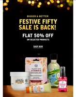 The Body Shop Festive Fifty Sale Get Flat 50% Off On Selected Products Get Extra 5% Off On HDFC Card