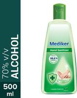 Mediker Alcohol Based Instantly Kills 99.9% Germs Without Water Hand Sanitizer Bottle  (0.5 L)