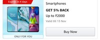 Flat 5% cashback coupon on min 5k/10k/20k smartphone purchase on Amazon (user specific)