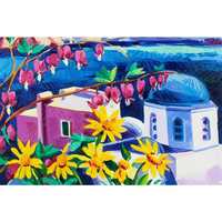 ArtzFolio Blue Churches & White Houses at Santorini Island D2 Unframed Paper Poster 18 X 12Inch

