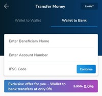 Mobikwik - Free credit card to bank transfer (USO) 