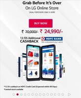 LG G8x @ 24990 + 12.5% cashback using HDFC credit card