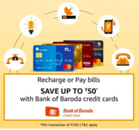 Get 10% instant discount up to Rs 50 on recharge/bill payment using Bank of Baroda Credit Cards
