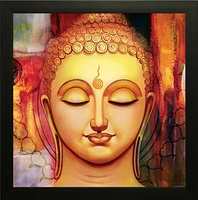 SAF Buddha Vastu UV Coated Home Decorative Gift Item Framed Painting 12 inch X 12 inch SANF1000012