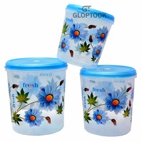 [Steal Deal] GT Gloptook Plastic Kitchen Storage Container Set, 3 Pieces (5 LTR, 7 LTR, 10 LTR) (Multi) gh 