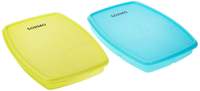 Amazon Brand - Solimo Plastic Lunch Box Set (Rectangular, 2 pieces, Green and Teal) @ 149