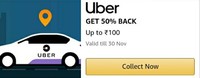 Uber Get 50% back min order: Rs 100