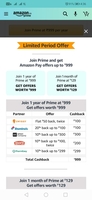 Get 999 cash back offers on buying Amazon Prime (Cashback offers)