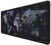 RiaTech Extra Large World Map with Standard Time Zone Print Extended Gaming Mouse Pad with Stitched Embroidery Edges, Non-Slip Rubber Base Waterproof Keyboard Pad(900mm x 400mm x 3mm, Black)@699