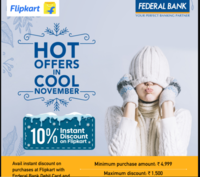 10% Instant Discount on Federal Bank Debit Cards & Debit EMI.(22nd Nov to 24th Nov)