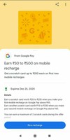 User Specific Google pay Recharge above 45 twice and get cashback worth rs.30-rs.500 