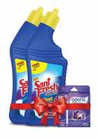 Pantry - Sanifresh Ultrashine 1L ( 500 + 500) Toilet Cleaner with Odonil Room Freshner Blocks 50 g Free