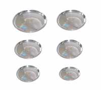 Stainless Steel N.P.15 22G Lazer Etching Thali, 33 cm, Silver, Set of 4@ ₹389