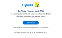 Get ₹750 worth flipkart voucher with American Express EMI [Maybe User Specific]