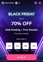 Hostinger Black Friday Sale -  Web Hosting + Free Domain (Free SSL included) Up to 70% OFF